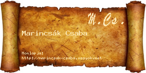 Marincsák Csaba névjegykártya